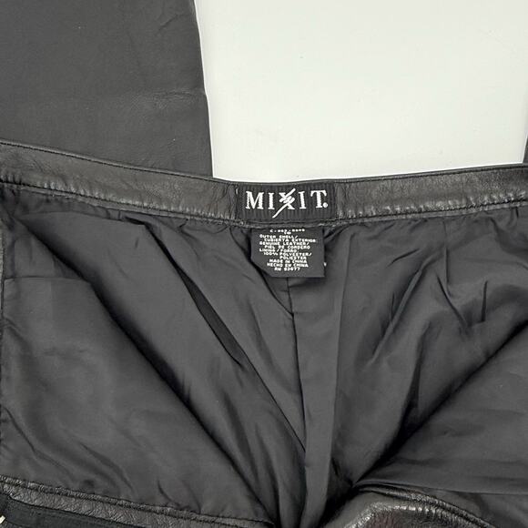 Mixit Genuine Leather Pants High Rise Waist Black Lined Womens Plus Size 16 Club - Picture 6 of 9